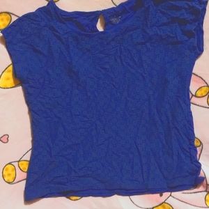 Blue layered front lace shirt